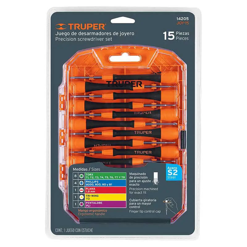 Juego de desarmadores para joyero Truper JOY-15 15 pzas