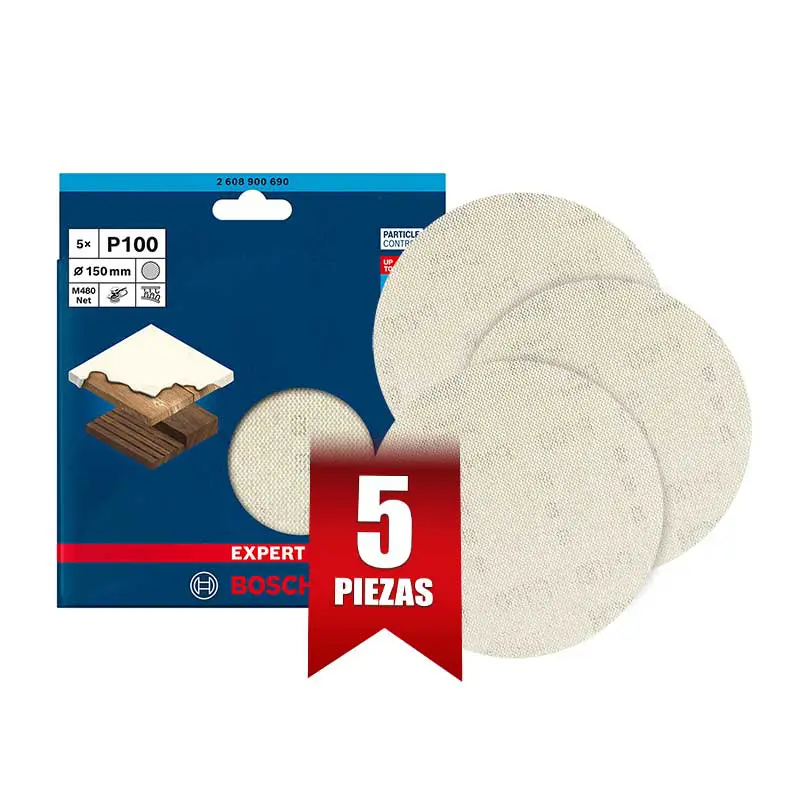 Discos de Lija Malla Bosch Expert M480 G 100 Lijadora 6 Pulg