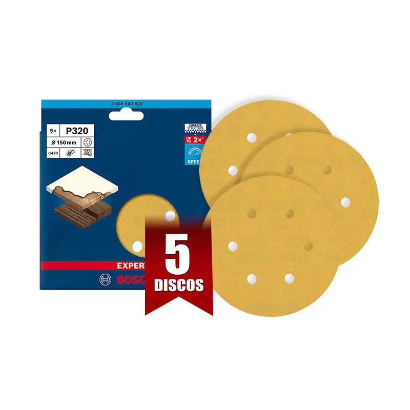 Discos de Lija Bosch Expert C470 Grano 320 Paq 5pzs 6 Pulg