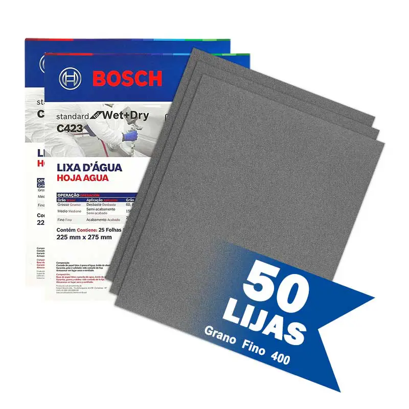 Lija De Agua Bosch C423 G-400 225mm X 275mm 50 Pzs