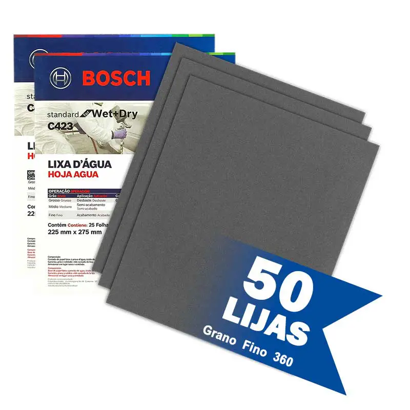 Lija De Agua Bosch C423 G-360 225mm X 275mm 50pzs