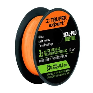 Cinta Teflón Industrial 1-2 Pul x 7 m Truper 12515 Naranja