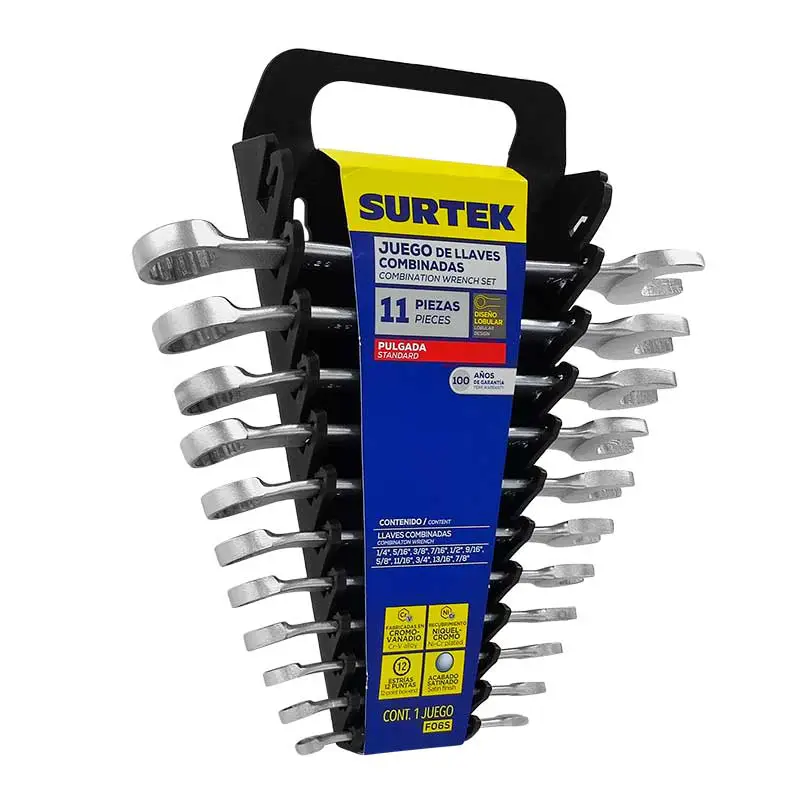 Juego Llaves Combinadas Pulgadas 12 Puntas Surtek F06S 11pzs