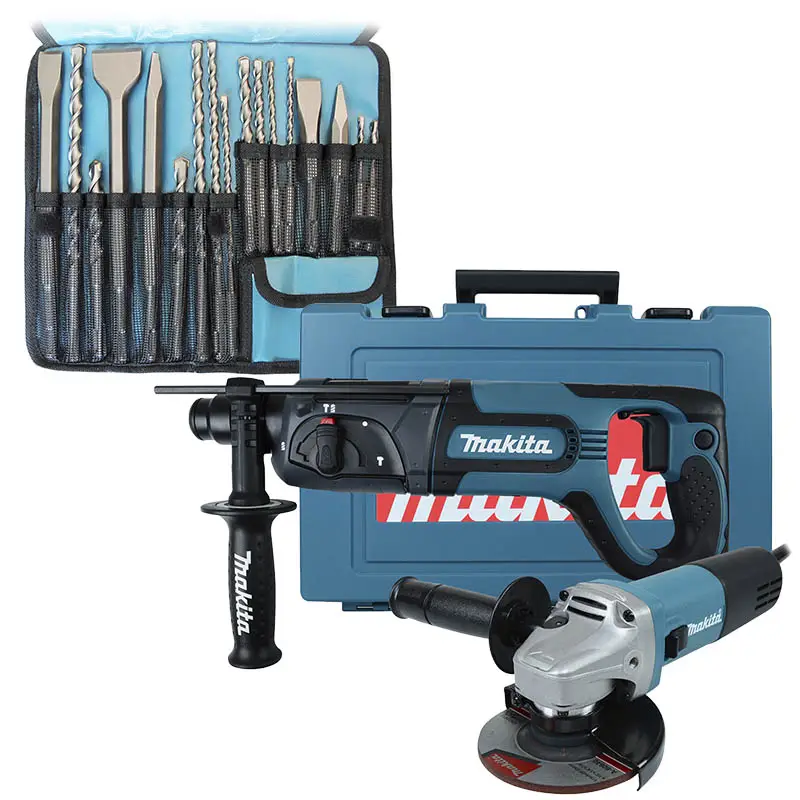 Kit Rotomartillo, ESMERILADORA 4 1/2″ + KIT DE BROCAS Y CINCELES